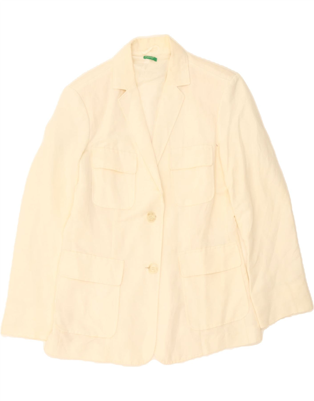 BENETTON Womens 2 Button Blazer Jacket IT 44 Medium Beige Acetate Vintage Benetton and Second-Hand Benetton from Messina Hembry 