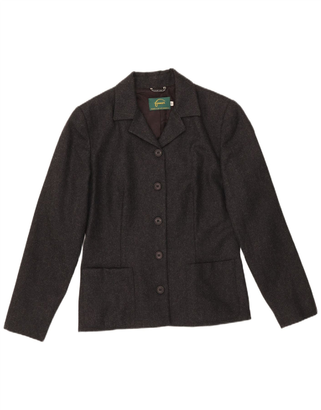VINTAGE Chaqueta Blazer de 5 botones para mujer IT 44 Lana moteada gris medio