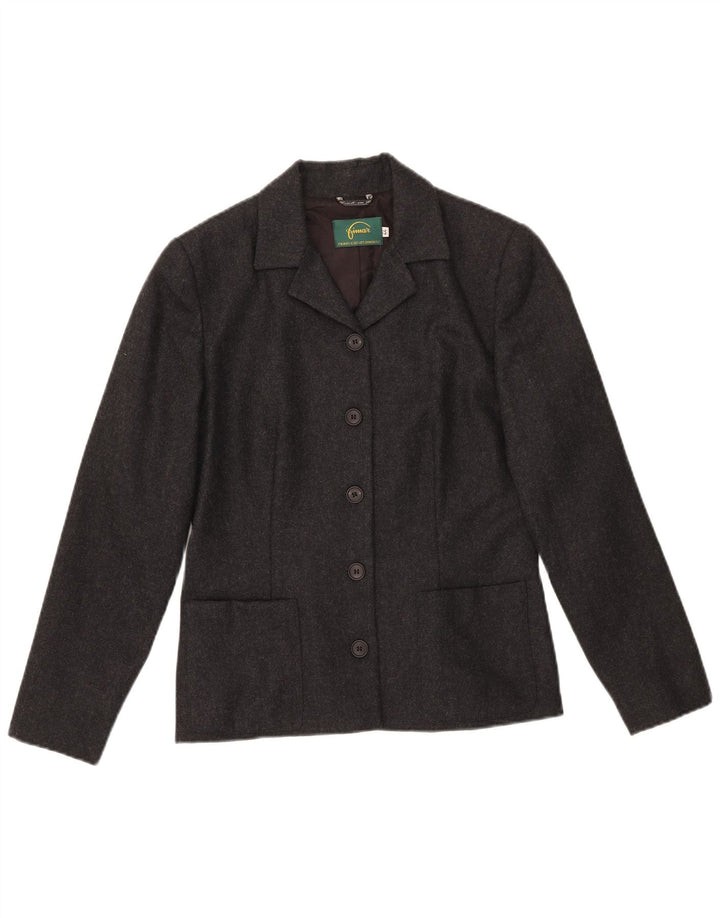 VINTAGE Chaqueta Blazer de 5 botones para mujer IT 44 Lana moteada gris medio