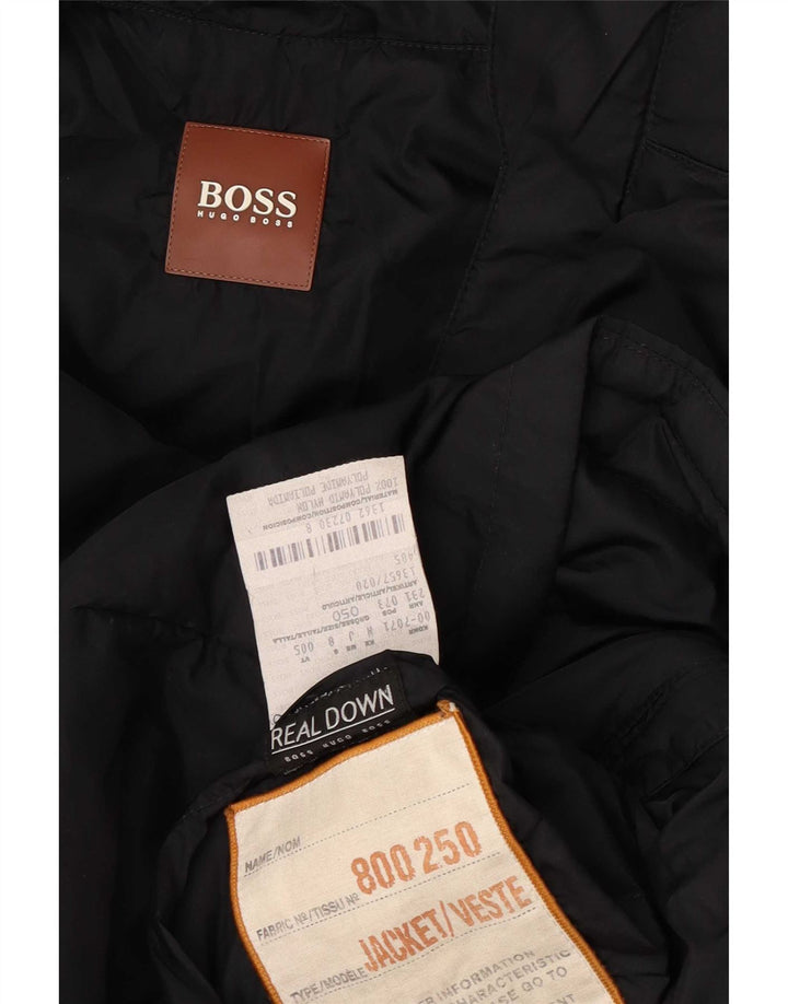 Hugo Boss Hombre Abrigo acolchado con capucha IT 50 Large Poliamida negra