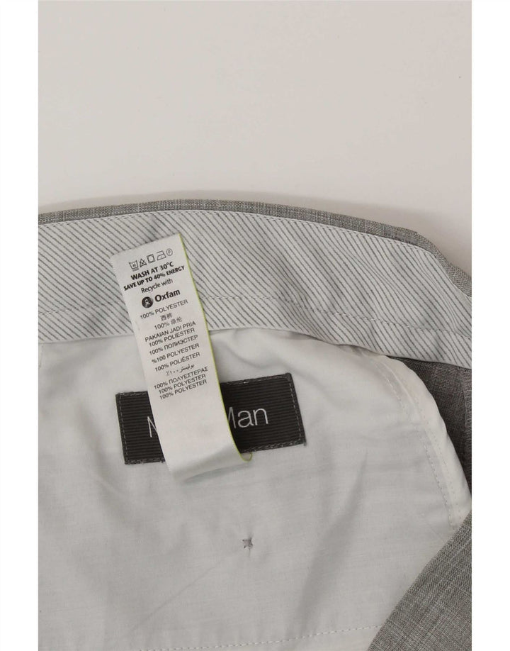 Marks & Spencer Pantalón de traje con pinzas para hombre W32 L29 Poliéster gris
