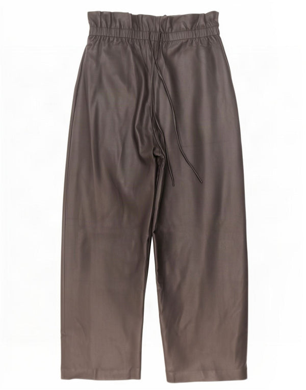 Zara Mujer Pantalones Cortos De Pierna Ancha De Piel Sintética XS W24 L25 Negro