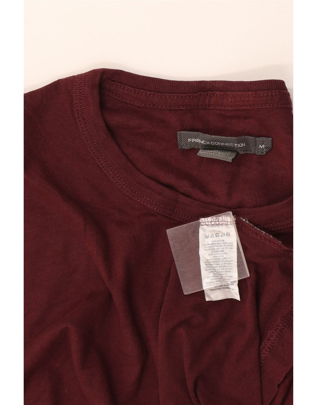 French Connection Camiseta para hombre Top Medium Borgoña Algodón