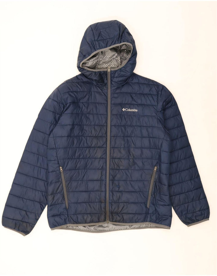 Columbia Chaqueta acolchada con capucha para hombre UK 40 Large Nylon azul