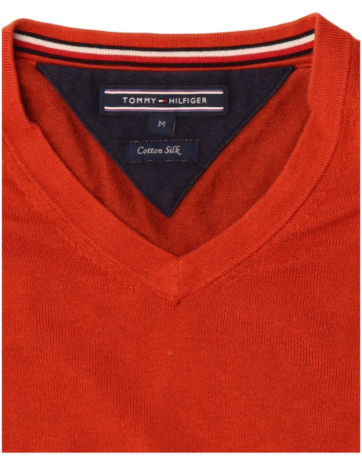 Tommy Hilfiger Jersey con Cuello en V para Hombre Naranja Mediano