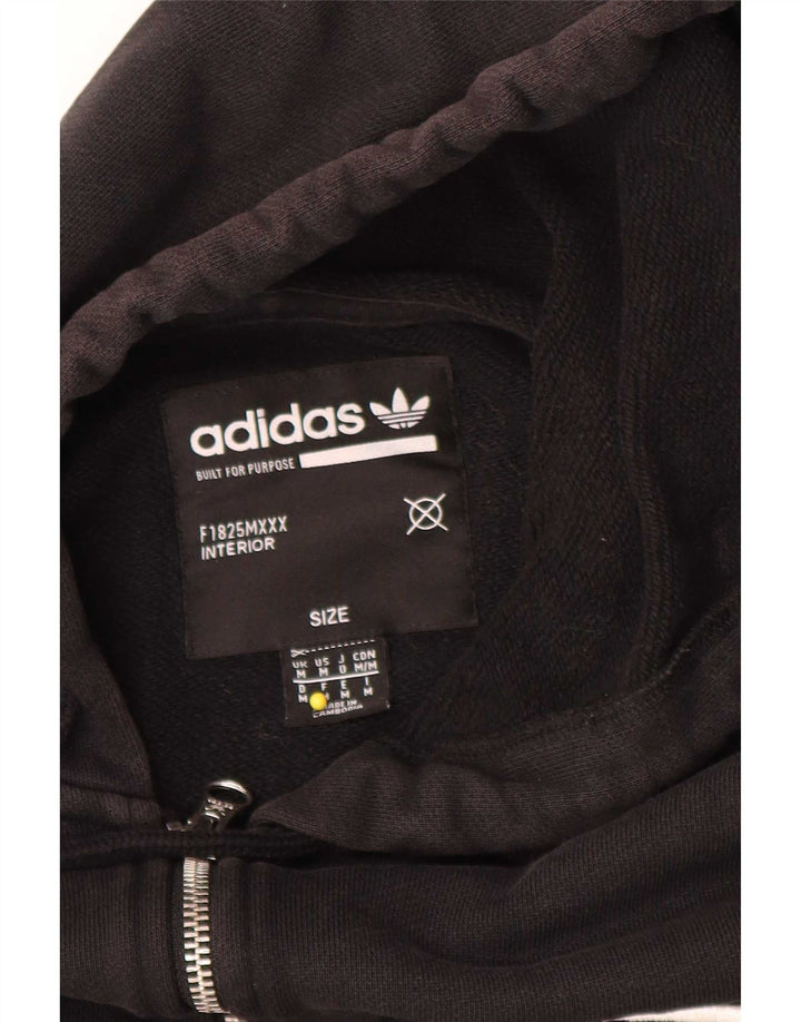 Adidas - Sudadera con capucha y cremallera gráfica para hombre, algodón negro mediano