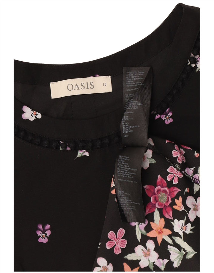 Blusa Oasis para mujer Top UK 10 Small Poliéster floral negro