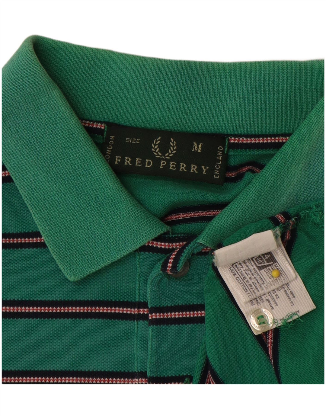 Polo Fred Perry Hombre De Algodón A Rayas Verde Medio