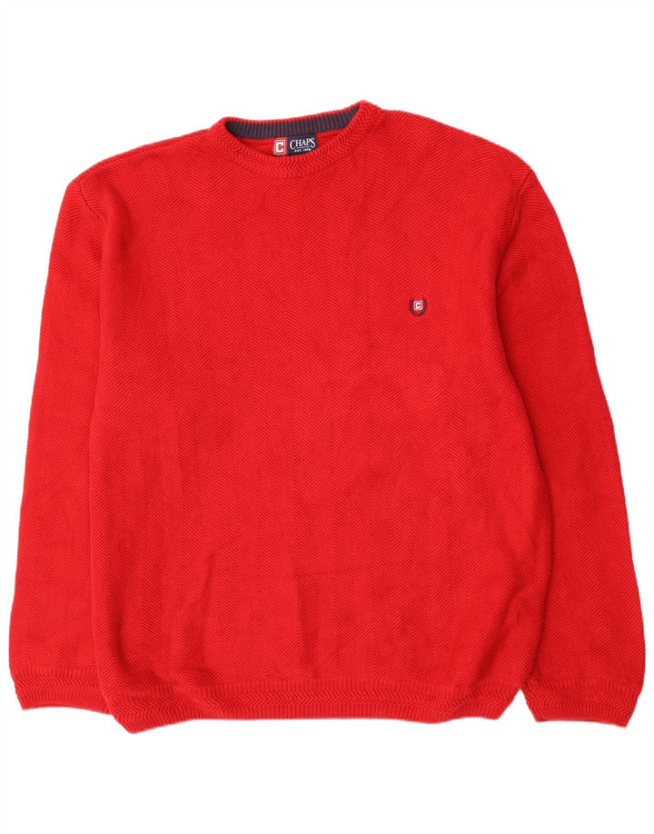 Chaps Jersey de cuello redondo para hombre, talla 2XL, algodón rojo en espiga
