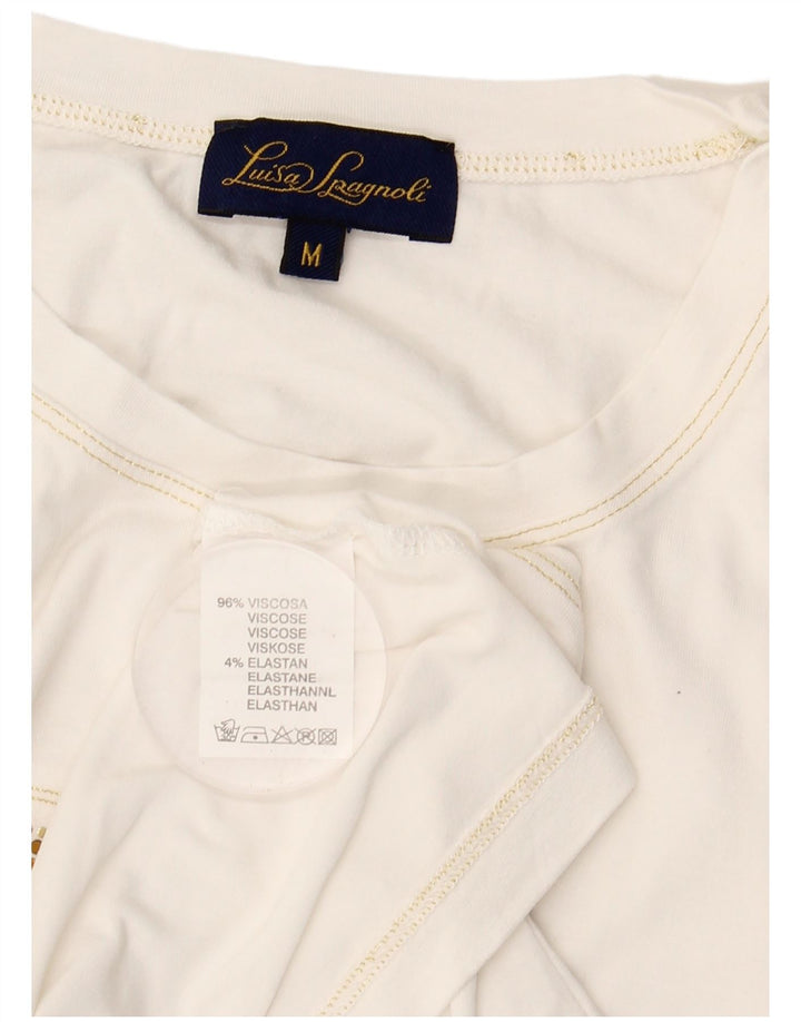 LUISA SPAGNOLI Camiseta gráfica para mujer Top UK 40 Viscosa blanca mediana