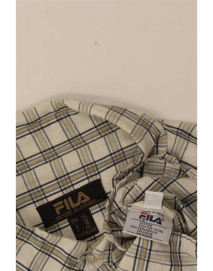 Camisa Fila Hombre 2XL Algodón A Cuadros Blanco
