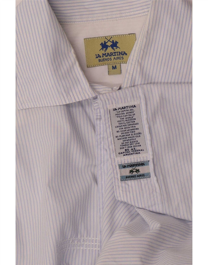 La Martina Hombre Camisa Graphic Regular Fit De Algodón A Rayas Azul Medio