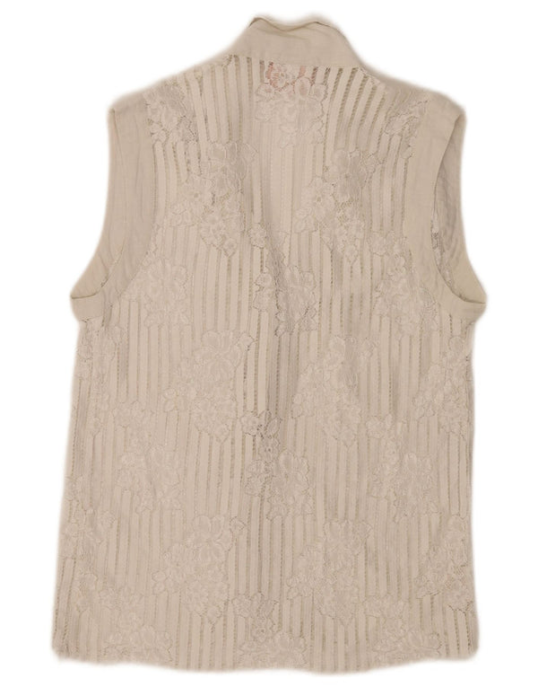 Byblos Blusa Sin Mangas Mujer IT 42 Mediana Algodón Floral Blanco