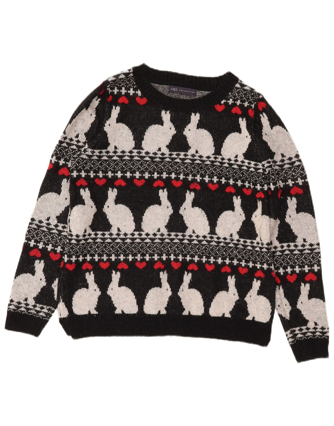 MARKS & SPENCER Suéter tipo jersey con cuello barco para mujer UK 10 Small Black