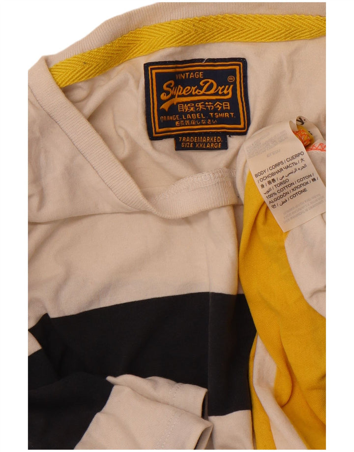 Superdry Camiseta para hombre Top 2XL de algodón a rayas blanco roto