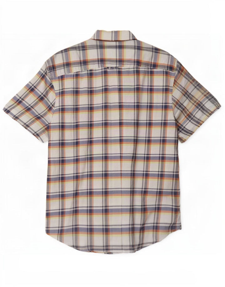 Ben Sherman Camisa de manga corta para hombre de algodón a cuadros multicolor grande