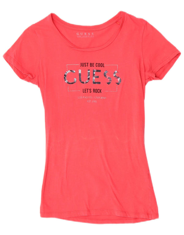 Guess Camiseta gráfica para mujer Top UK 6 XS Algodón rosa