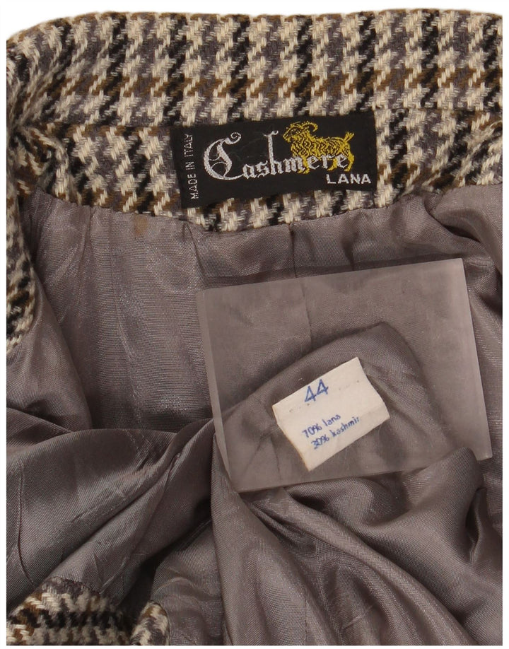 Vintage mujer 2 botones Blazer chaqueta IT 44 lana de pata de gallo gris medio