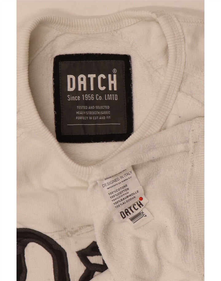 Datch Hombre Sudadera Gráfica Jumper Medium Blanco Algodón