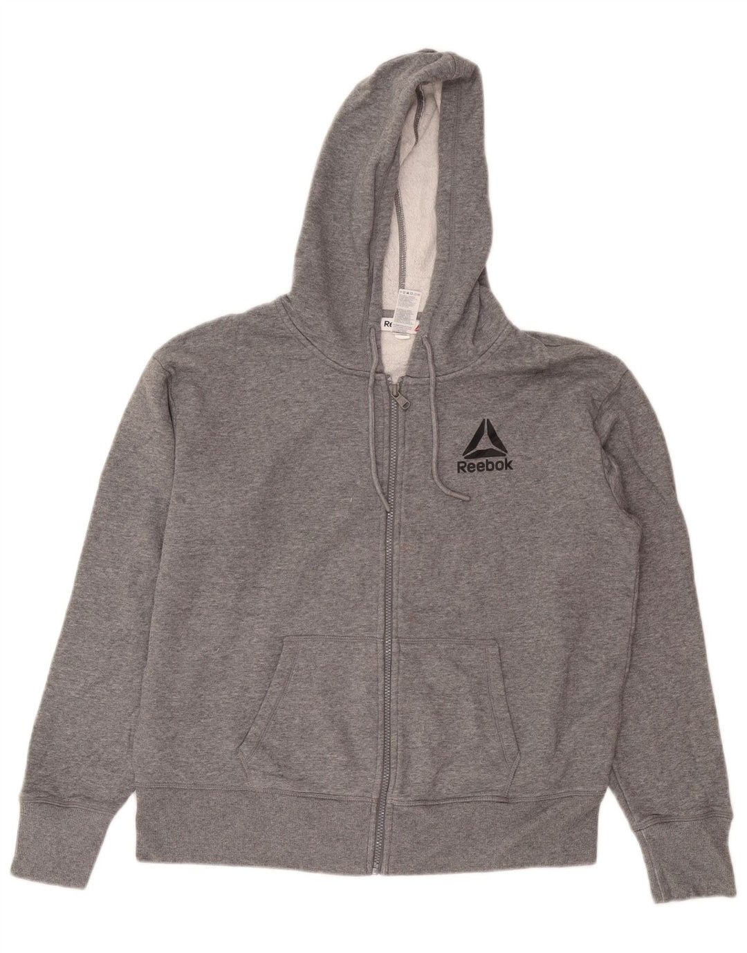 Reebok Sudadera con capucha y cremallera para hombre, tamaño grande, algodón gris