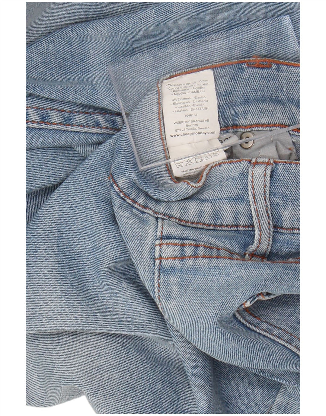 CHEAP MONDAY Vaqueros ajustados desgastados para hombre W32 L28 Algodón azul