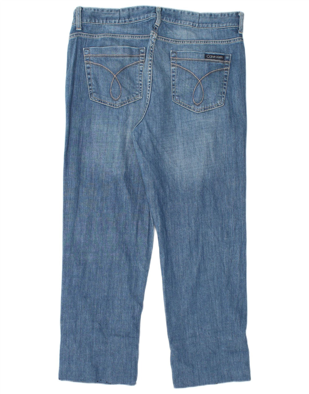 CALVIN KLEIN Vaqueros recortados de cintura alta para mujer US 14 Grande W32 L26 Azul