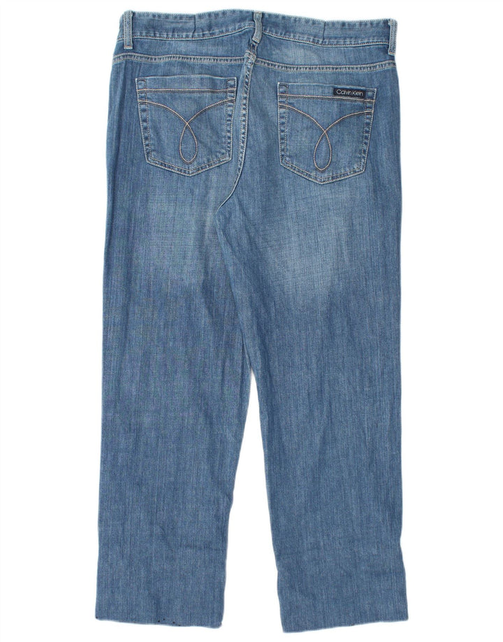 CALVIN KLEIN Vaqueros recortados de cintura alta para mujer US 14 Grande W32 L26 Azul