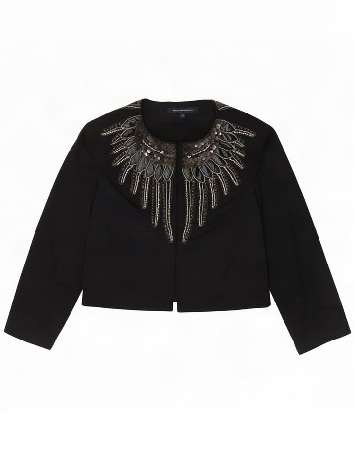 Chaqueta bolero con estampado abstracto para mujer de French Connection UK 44 Medium Black