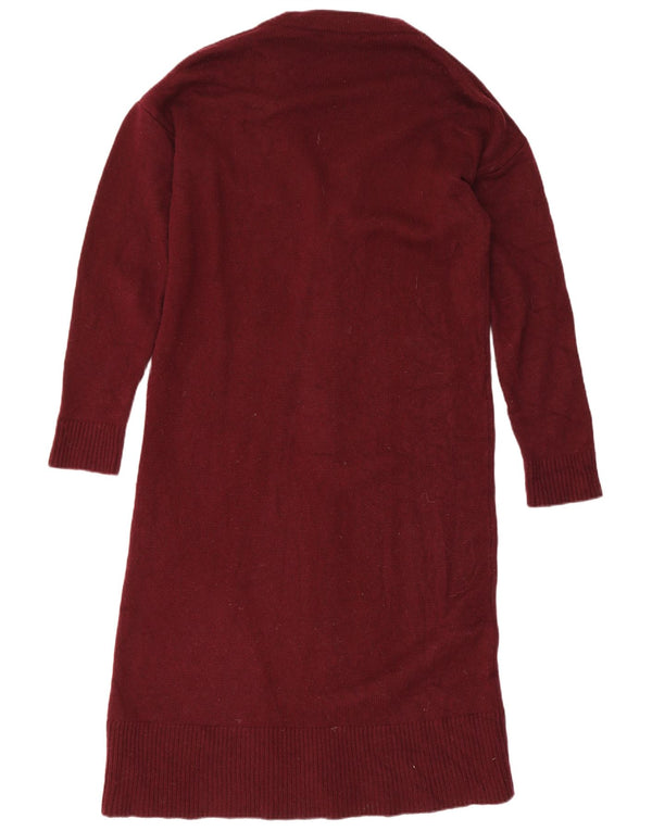 Massimo Dutti Cárdigan Largo para Mujer UK 10 Small Borgoña Lana