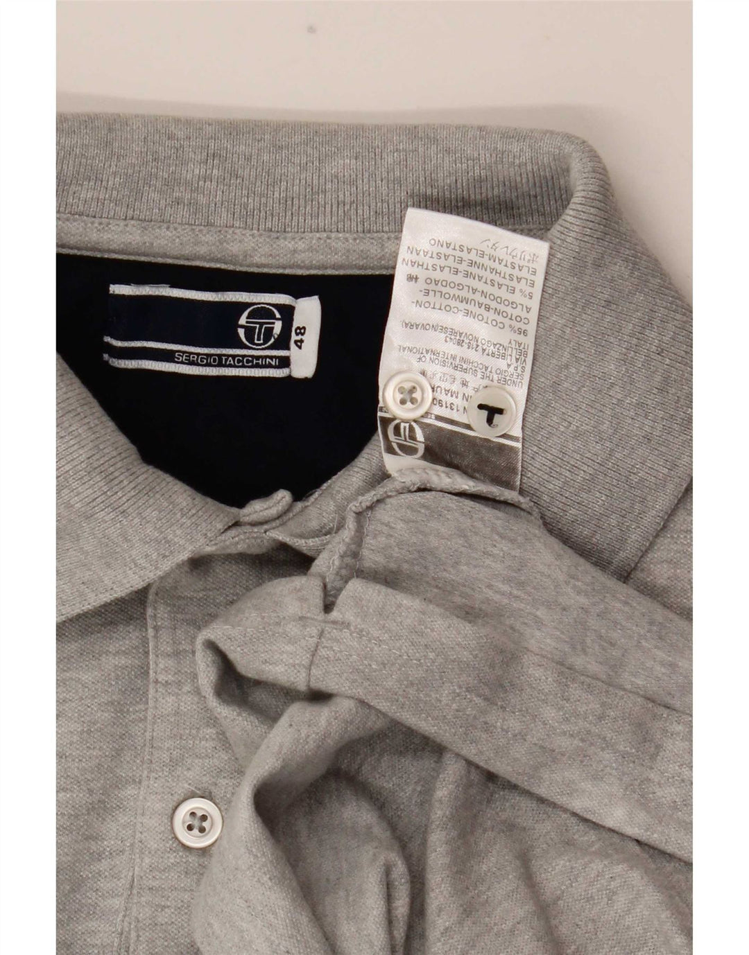 Sergio Tacchini Polo Hombre IT 48 Small Gris Algodón