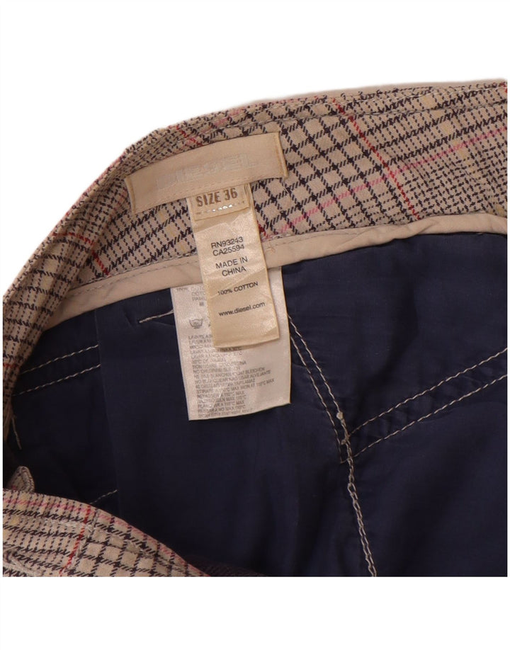 DIESEL Mens Chino Shorts W36 Large Grey Check Cotton