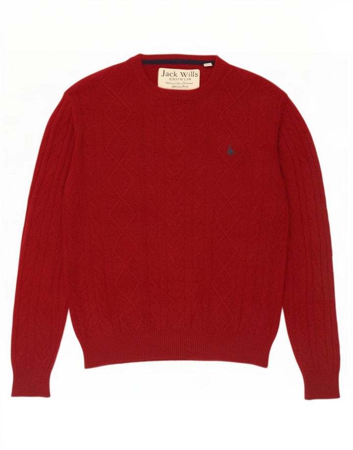 Jack Wills Jersey De Lana Merino Granate Medio para Hombre con Cuello Redondo