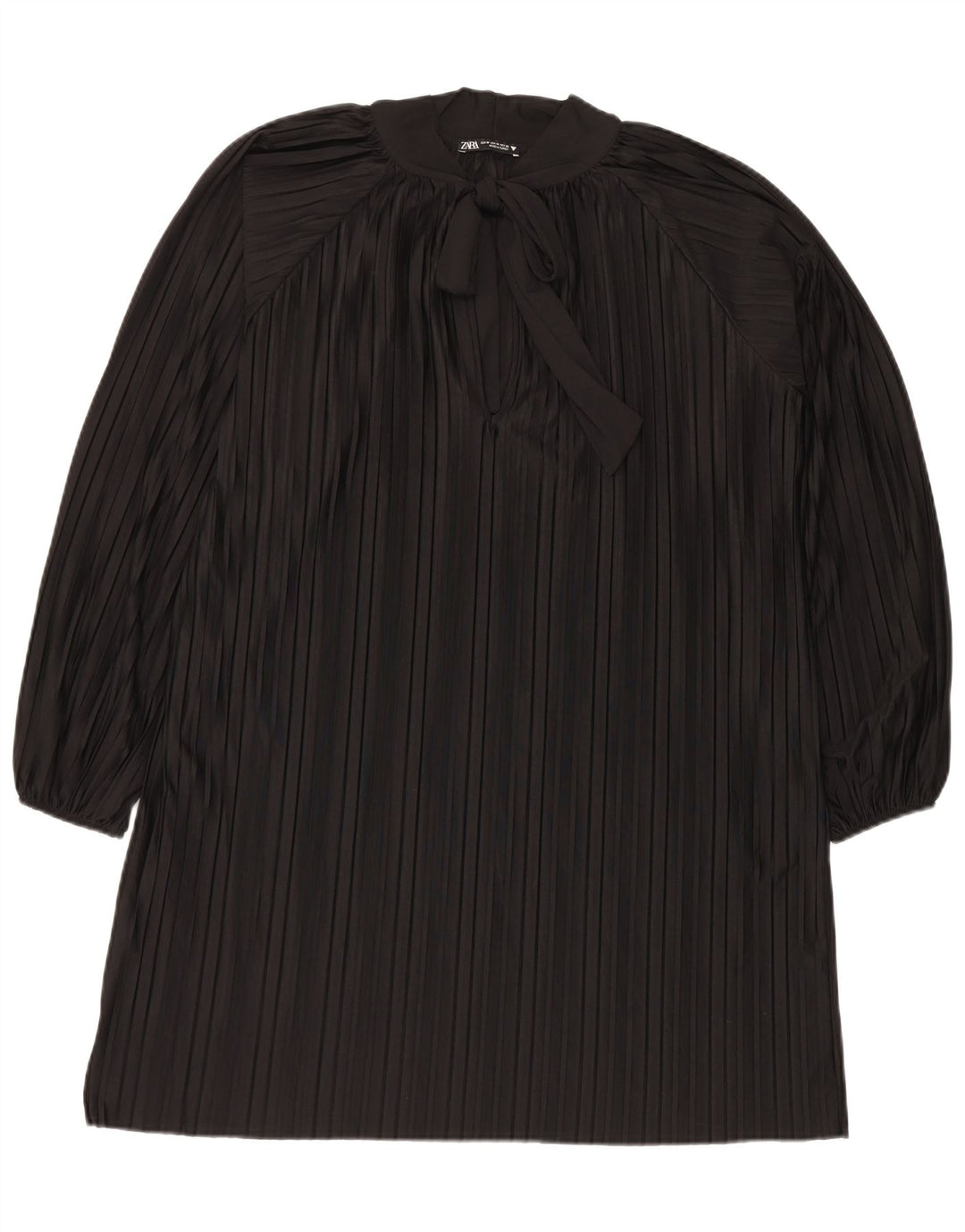 Zara Vestido recto extragrande con lazo en la parte delantera para mujer, Reino Unido 44, mediano, negro, a rayas