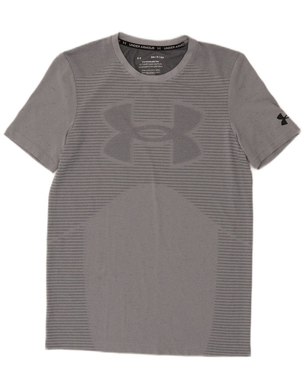 Under Armour Camiseta estampada Heat Gear para hombre Top pequeño gris a rayas