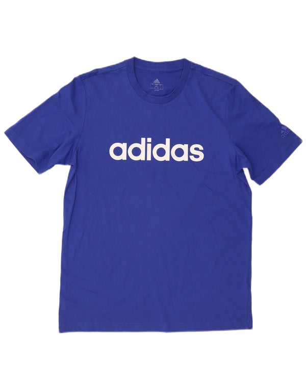 Adidas Hombre Camiseta Gráfica Top Algodón Azul Medio