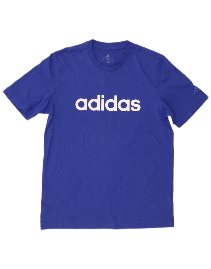 Adidas Hombre Camiseta Gráfica Top Algodón Azul Medio