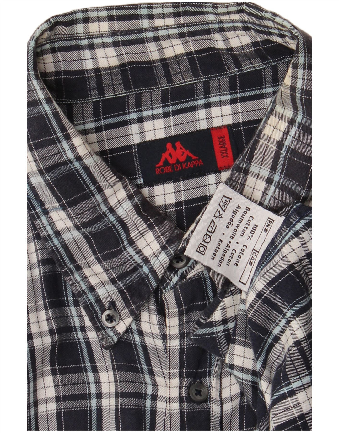 Kappa Camisa De Franela Hombre 2XL Algodón A Cuadros Azul Marino
