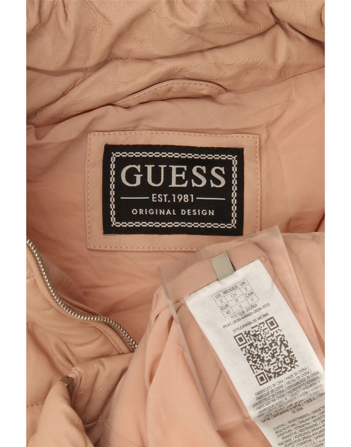GUESS Chaqueta acolchada con capucha para mujer UK 6 XS Poliuretano rosa