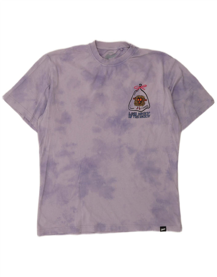 Pull & Bear Hombre Camiseta con gráfico Top Medium Purple Tie Dye