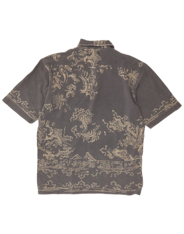 VINTAGE Polo para hombre Grande Gris Paisley Algodón