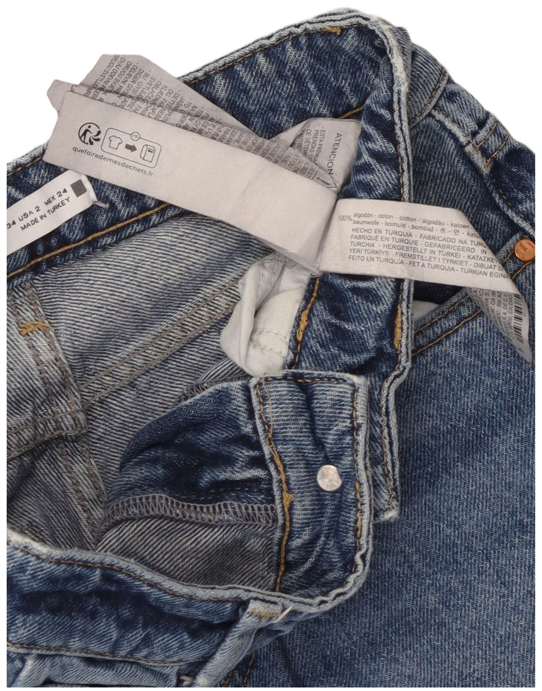 Zara Vaqueros Rectos Mujer EU 34 2XS W24 L29 Azul