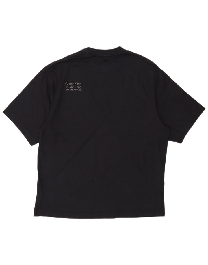 Calvin Klein - Camiseta gráfica para hombre, talla grande, algodón negro