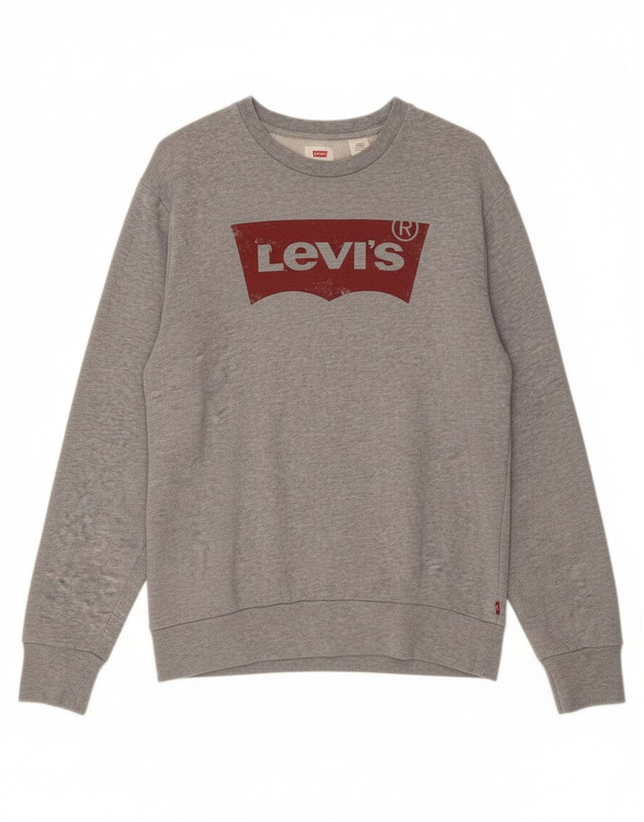 LEVI'S Mens Graphic Sweatshirt Jumper Medium Grey Cotton Vintage Levi's and Second-Hand Levi's from Messina Hembry 