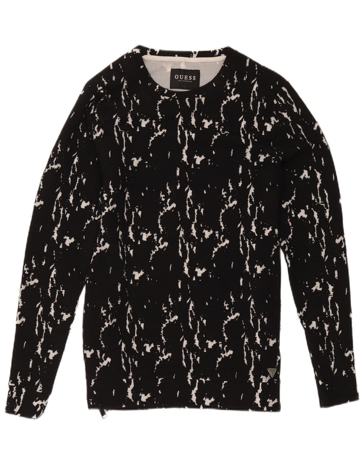 Guess Hombre Sudadera Con Estampado Abstracto Jersey Small Negro Algodón