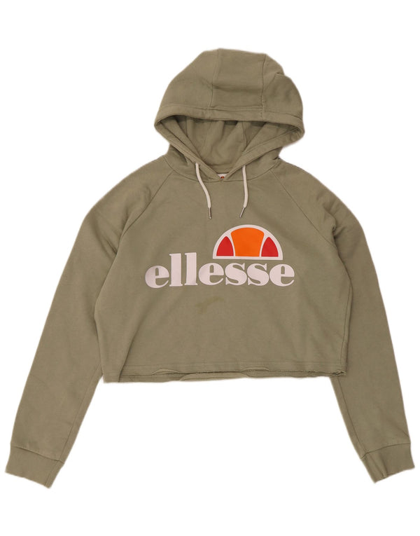 Ellesse - Sudadera con capucha para mujer, diseño gráfico, talla 40, talla grande, color caqui, algodón