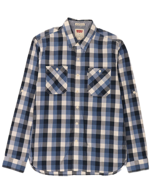 Camisa Levi's Hombre Slim Fit De Algodón A Cuadros Azul Medio