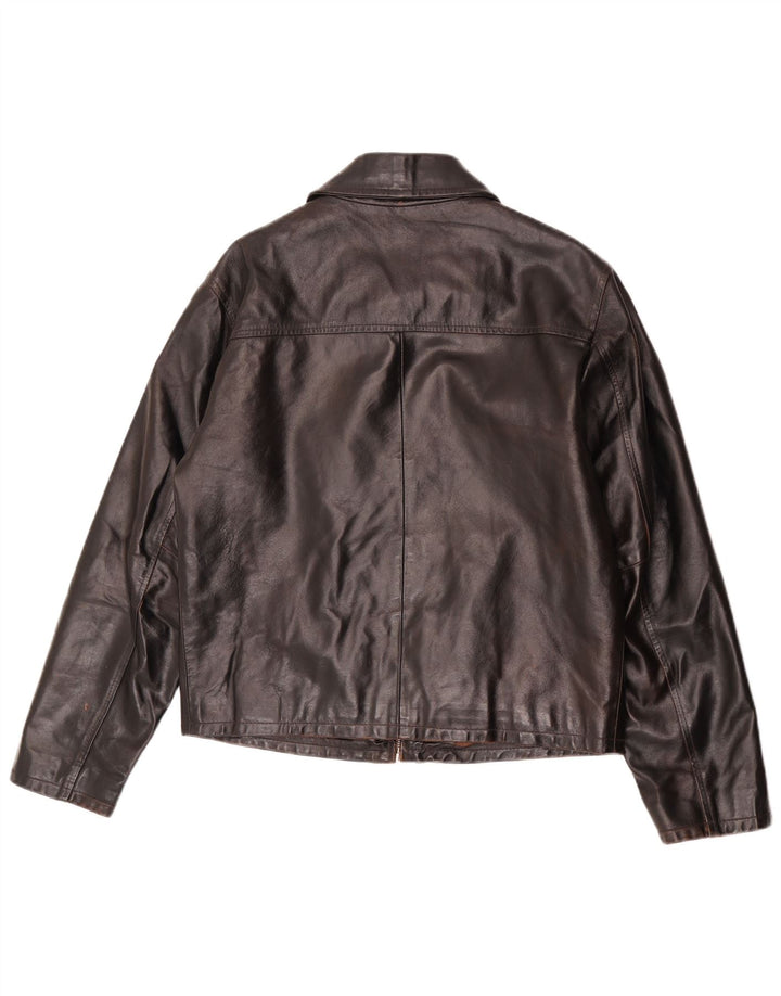 Vintage mujer chaqueta de cuero Reino Unido 14 marrón medio