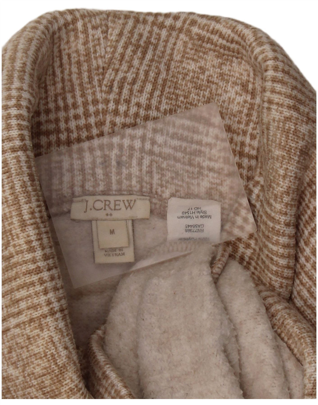 J. CREW Suéter tipo jersey con cuello vuelto para mujer Reino Unido 44 Poliéster a cuadros beige mediano