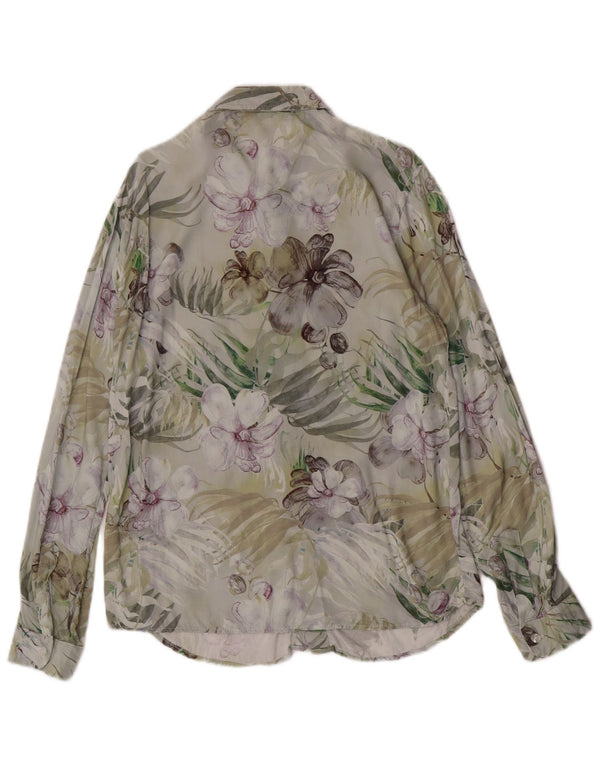 Camisa vintage para hombre pequeña viscosa floral multicolor
