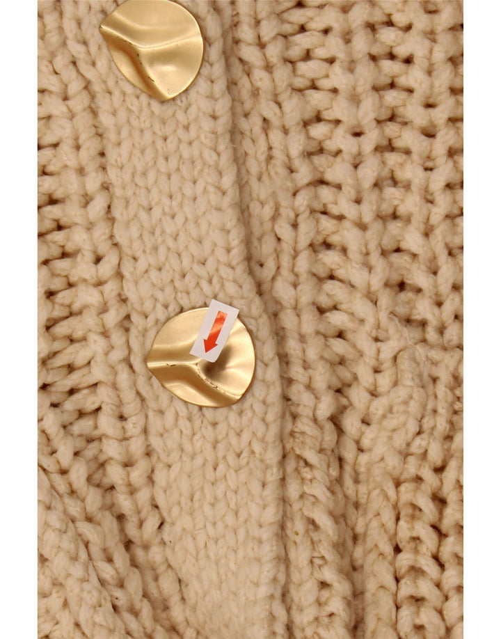 ZARA Suéter tipo cárdigan extragrande corto para mujer Reino Unido 10 Pequeño Acrílico beige